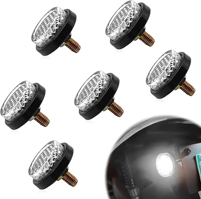 6PS Reflective with Bolts and Nuts,Motorcycle Mini Decorative,M5 Screw Motorcycle License Plate,Round Reflector for Motorcycle,Universal Motorcycle,Bicycle,Tractor Accessories white