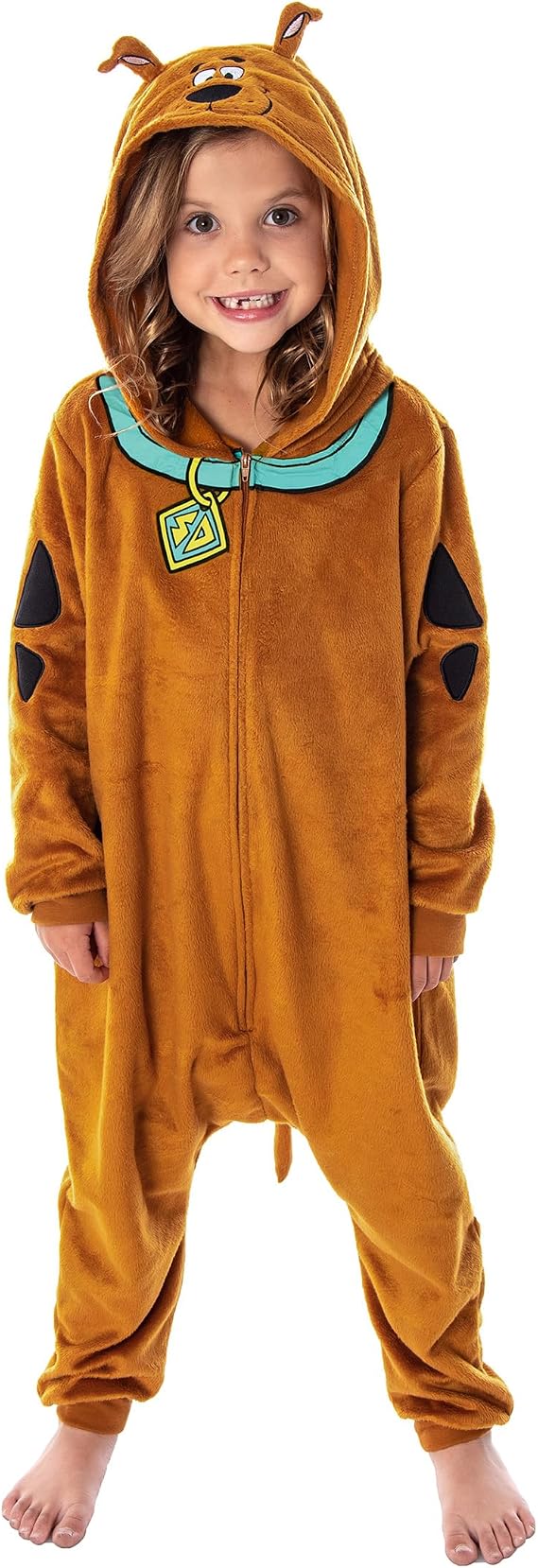 INTIMO Scooby Doo Kids Hooded Character Union Suit Lounge One Piece Pajamas Loungewear Sleepwear Girls Boys Scooby Doo, 8