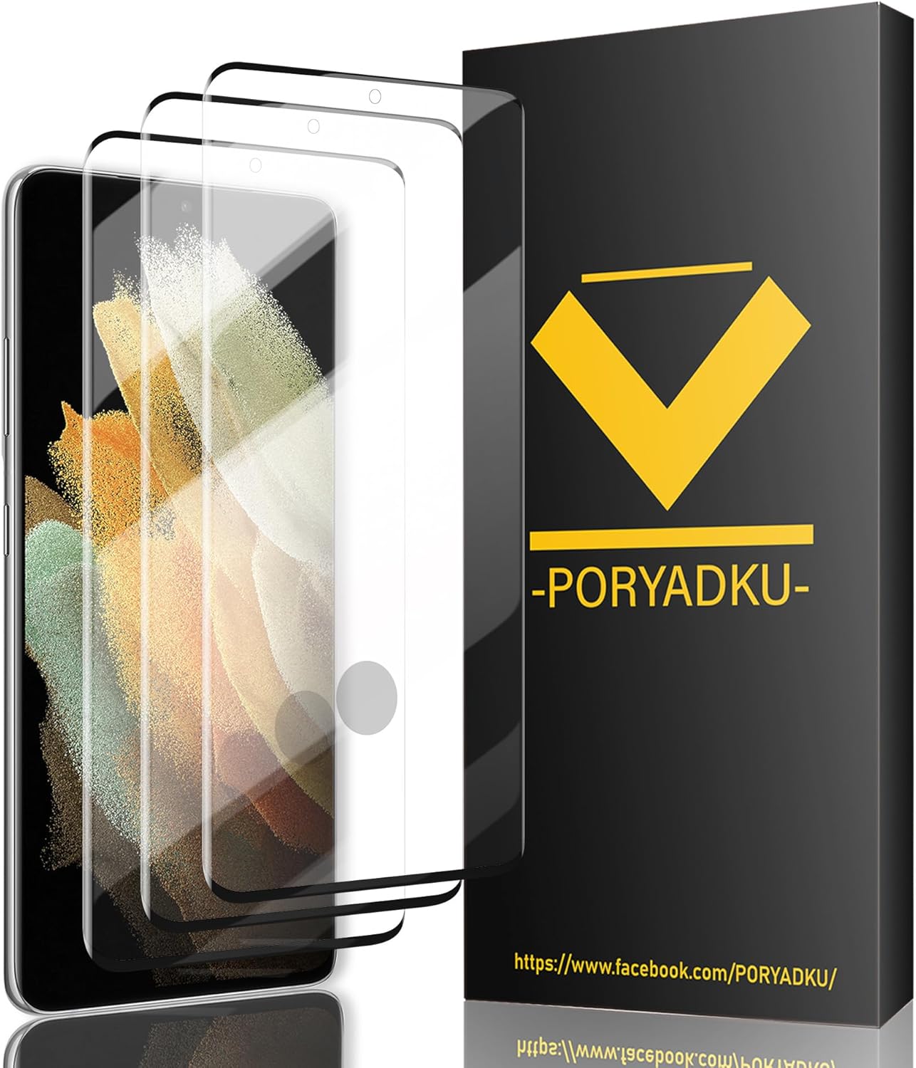 Pack of 3 for Samsung Galaxy S21 Ultra Tempered Glass Film 9H Hardness Fingerprint Compatible HD Clear Screen Protector Glass for Samsung S21 Ultra 5G