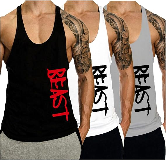 Men's Tank Tops Sleeveless Shirts Y-Back Gym Workout Stringer Tank Tops Bodybuilding Fitness T-Shirts