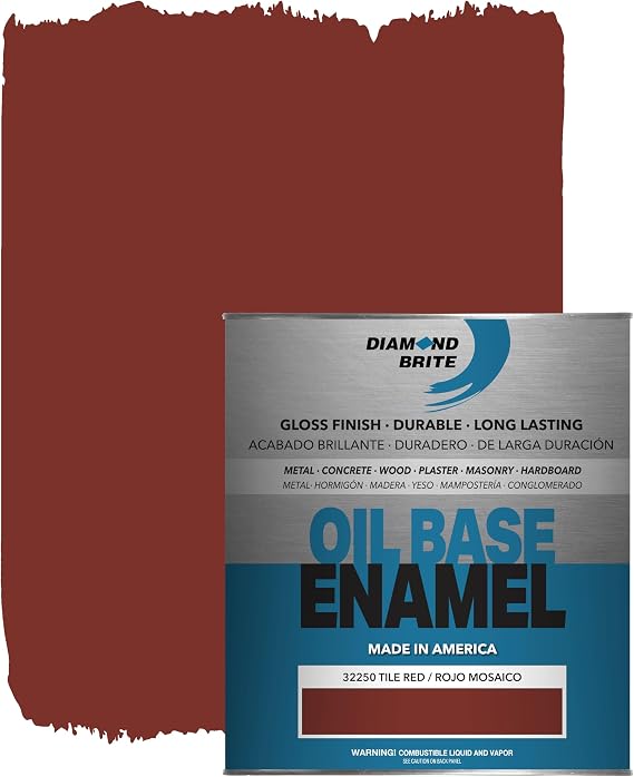 Diamond Brite Oil-Based Enamel Paint, Tile Red, 1 Quart, 32250-2