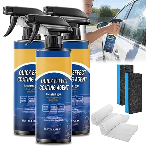 Advanced Quick Effect Coating Agent for Car, 2026 New Car Coating Spray for Shine & Protection, Quick Effect Ceramic Wax Polish, Waterless Wash & Polish (3Sets)