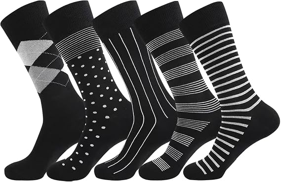 7DayOtter Mens Dress Socks, Modal Cotton Blend Seamless Toe, Odor Resistant Moisture Wicking Business Crew Socks