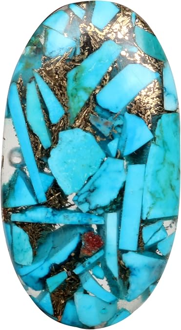 REAL-GEMS Loose Copper Turquoise 26.6 Ct. Natural Fine Oval Cut Loose Gemstone For Energy Stone,Wire Wrapping,Art-Crafts