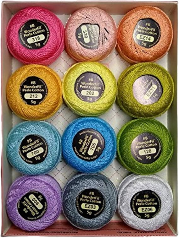 Wonderfil Eleganza #8 Perle Cotton Embroidery Thread Sampler Collection,#34;Pastels"