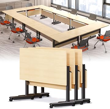 Conference Table, 4 Pack Folding Conference Room Table Flip Top Training Table, Modern Mobile Meeting Table with Lockable Wheels for Office, Classroom, School, 55 x 23.6 x 29.5 inch (3pcs)