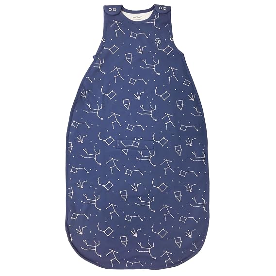 Woolino Toddler Sleeping Bag, 4 Season, Merino Wool and Organic Cotton, Baby Sleep Bag, 2-4 Years, Night Sky