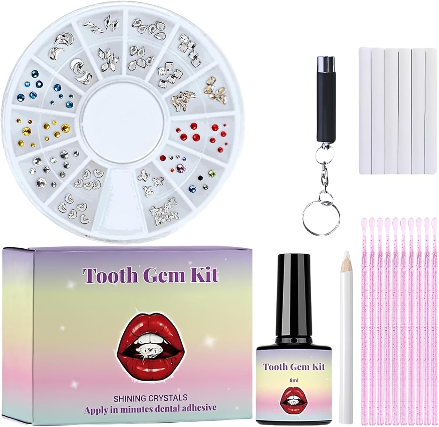 DIY Tooth Gems Kit - Elegant Removable Tooth Gems for Women – Shiny Diamond Crystal Teeth Jewelry. Trendy, Fashionable & Long-Lasting Dental Decor. Perfect for Parties & Special Occasions