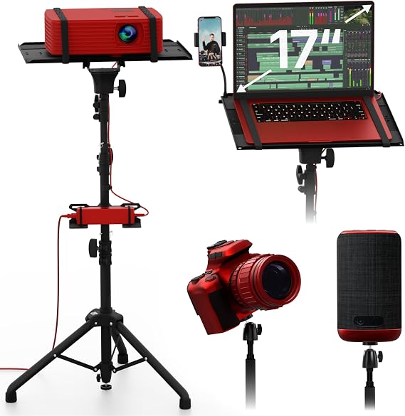 Projector Stand Tripod, Tall Floor Stand, Adjustable Height 27" to 62"
