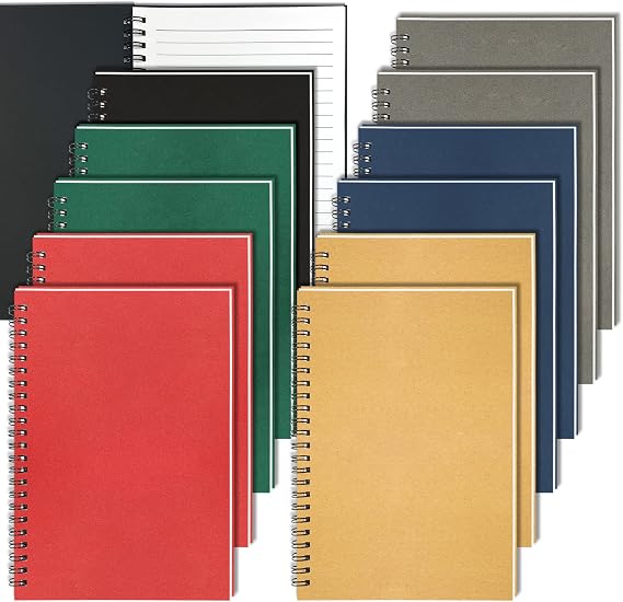 12Pack Small Spiral Notebook, 5.5 x 8.3 Notebook for Work 120Page Notepads