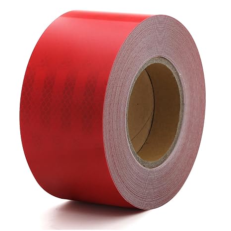 100ft Waterproof High Visibility Warning Safety Adhesive Tape - Outdoor Reflective Stickers, Safety Reflective Strip (3 in, Red)