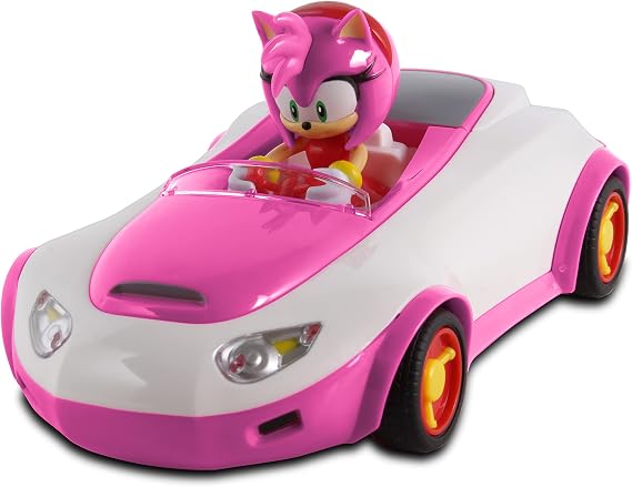 NKOK Team Sonic Pull Back Racer - Amy Rose; No Batteries Required; Pull Back, Let go, and Watch Amy Rose Race, Pink