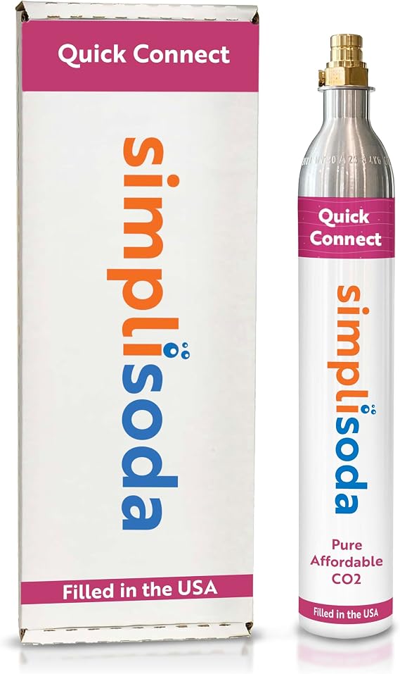 Simpli Soda 60L CO2 Canister Cylinders - Compatible with Sodastream Quick Connect Only [Including ART, TERRA ENSO & DUO] - Soda Streaming Machine CO2 Tanks Gas Refill, | 14.5 oz, 1 Pack