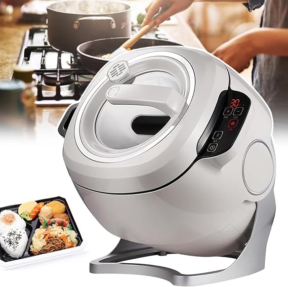 Automatic Cooking Machine,6L Auto Cooking Wok Fried Rice Machine Smart Start,Three Speed Adjustable,360 Rotation and 3D All Round Heating,Ideal for Stir Frying,Stewing,Cooking,110V