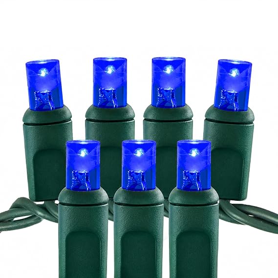 Pro Christmas Wide Angle LED Lights, Blue, Green Wire, 50 Count