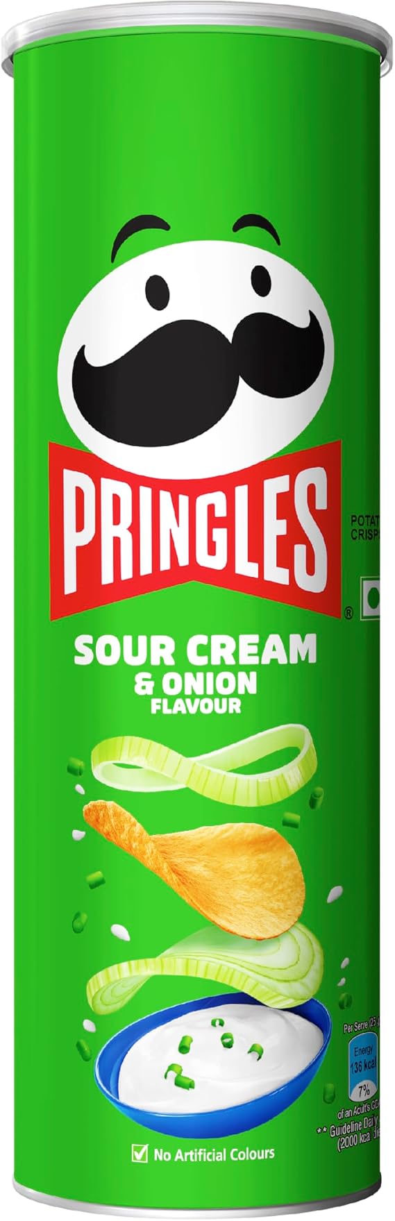 Pringles Potato Chips, Sour Cream and Onion, 3.9 oz 110 g