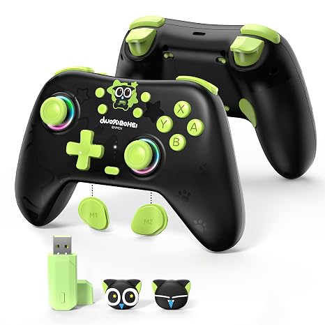 GeekShare Switch Pro Wireless Controller, Compatible with Switch 2/1/Lite/OLED, PC, Android, iOS Device, Tri-Mode Programming with Wake-up, Turbo, Gyro, Vibration, 1000mAh Bluetooth 2.4G Controller