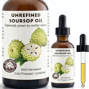Best Natures Cosmetics Organic Soursop Oil Anona Muricata, Graviola, Guanabana Unrefined Soursop Oil, 100% Pure, Organic, Cold-Pressed 2oz 60ml