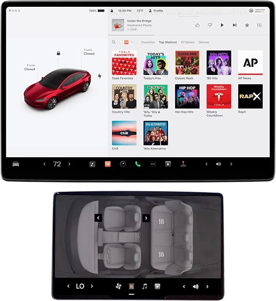 TWRAPS Screen Protectors for Tesla Model Y Juniper 2026& Model 3 Highland 2024-2026 Matte Anti Glare, 15.4in Main and 8in Rear 9H PET Ultra Tough Shockproof Guard, Set of 2 Front and Back, Model 3/Y Accessories
