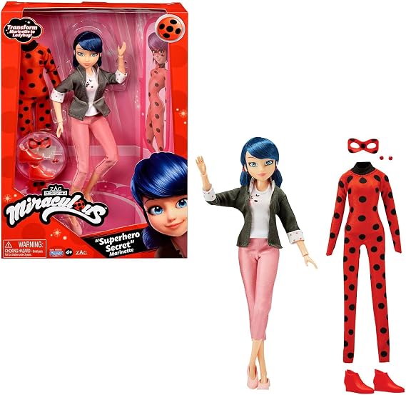 Miraculous: Tales of Ladybug & Cat Noir - Marinette to Ladybug Secret Superhero Fashion Doll with Accessories