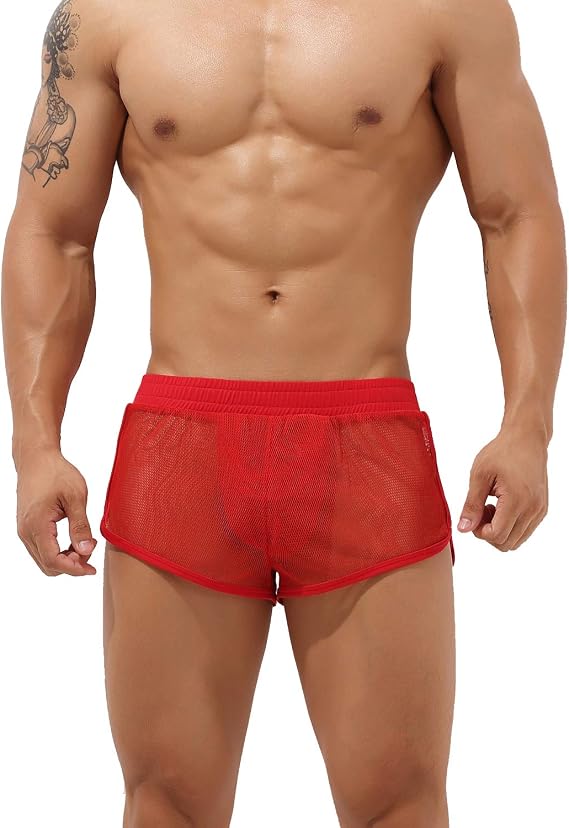SEOBEAN Mens Mesh Lounge Trunks Shorts