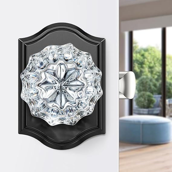 Glass Door Knobs, Passage Black Door Knob Interior, 1 Pack