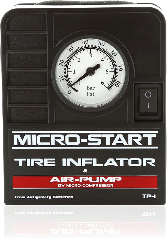 Antigravity Batteries Mini Tire Inflator for use with Motorcycles, ATV, UTV, Bikes,Small Cars. Easy to Carry for ADV and Touring Bikes