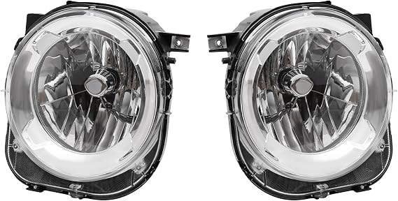 Front Halogen Headlight Assembly Compatible Left+Right Side Driver & Passenger Head Lights Direct Replacement Headlamps Perfect Match Assy Set for 2019 2020 2021 2022 2023 Jeep Renegade (Left+Right)