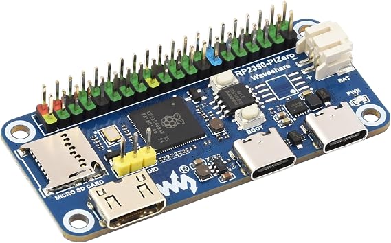 RP2350-PiZero Development Board, Based On RP2350 Dual-Core & Dual-Architecture Chip, 16MB Flash Memory, DVI Interface, TF Card Slot, PIO-USB Port, 40PIN GPIO, Compatible with Raspberry Pi Hats, LCD