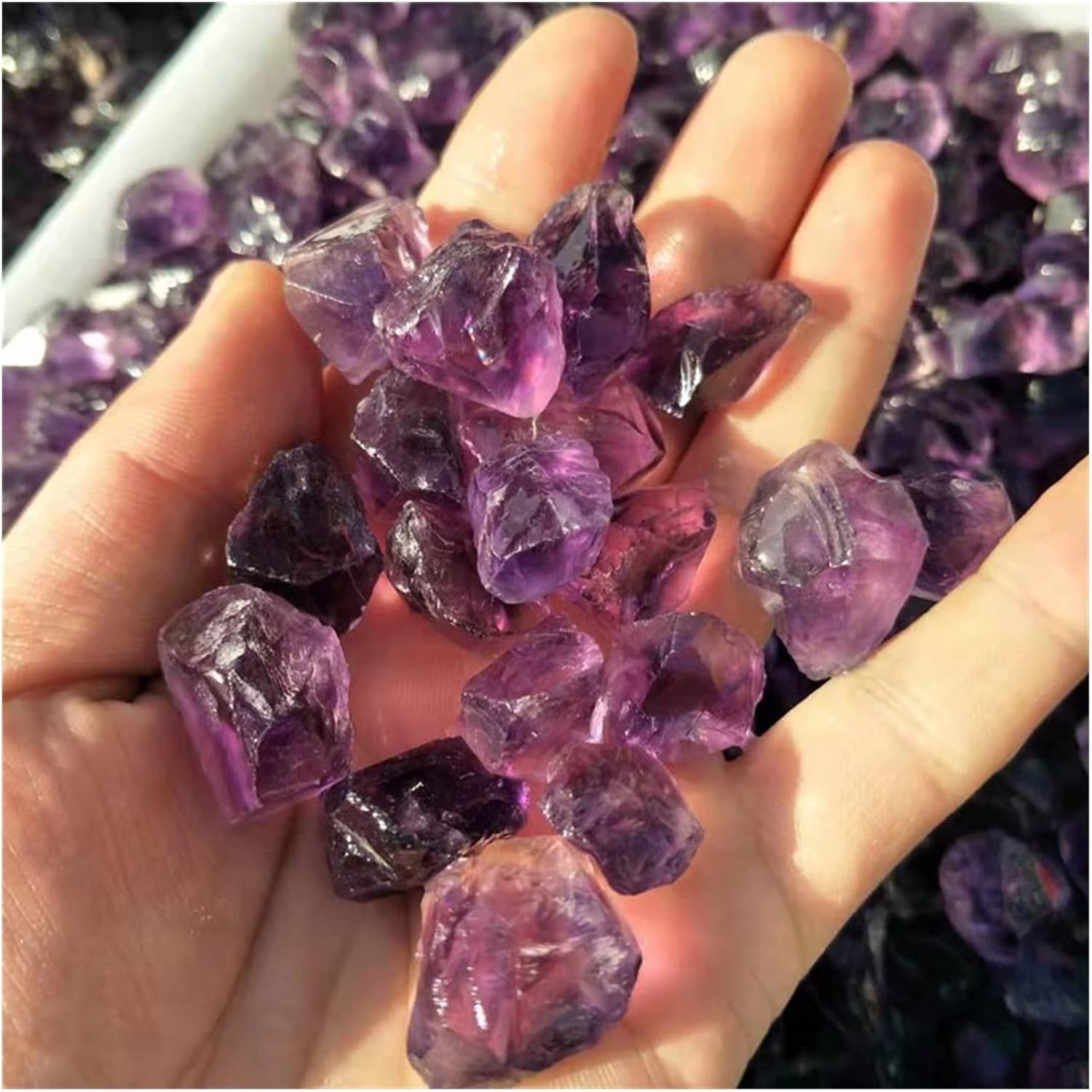 Berrysun Natural Crystal Rough Raw Natural Quartz Gravel Tumbled Crystal Brazil Amethyst Rough Gem Stone Healing 200g Home Decoration Color : 200g
