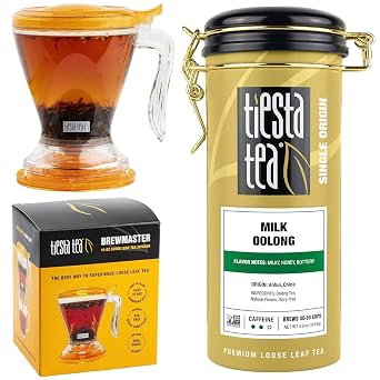 Tiesta Tea - Milk Oolong Tea and Brewmaster Infuser Bundle, Loose Leaf Oolong, Medium Caffeine, 4oz Refillable Tin with 16oz Steeper for Hot or Iced