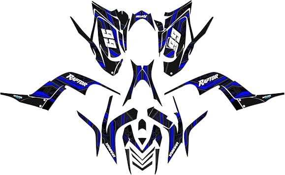Graphics Kit for Yamaha Rap-tor 700 (2006-2012) Electron Series Blue 16 Mil-ATV UTV Dirt Bike Stickers,Quad Dirtbike Racing Decal Automotive Motocross Accessories no Plastics