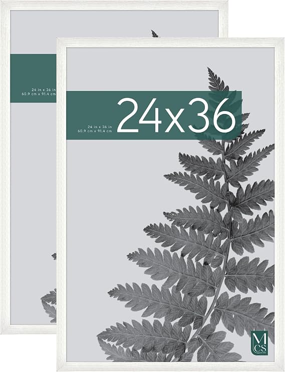 MCS Studio Gallery Poster Frame, 24x36, White Woodgrain, 2-Pack