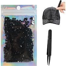 5000Pcs Black Rhinestones with Tweezers, 3MM Shiny Bedazzling Gems, for Nail Art, Cups, Mobile Phone Cases, Clothes, Greeting Cards