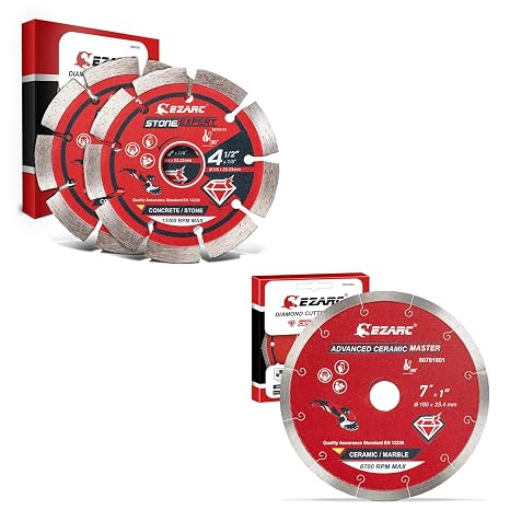 EZARC 4-1/2 inch Segmented Diamond Blade & EZARC 7 inch Diamond Saw Blade