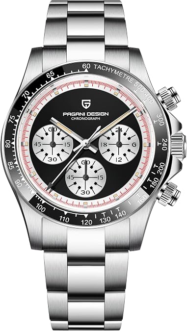 HaiQin Pagani Design 1676 Men's Universe Tachymeter Watch Japanese Quartz Movement Professional Chronograph 316L Stainless Steel 100M Waterproof Analog Luxury Watch