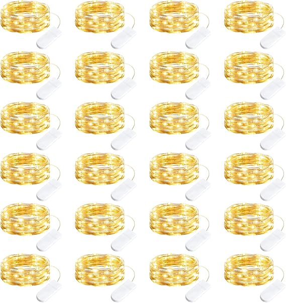 Brightown 24 Pack 7ft Battery Operated LED Fairy Lights for Xmas Decoration
