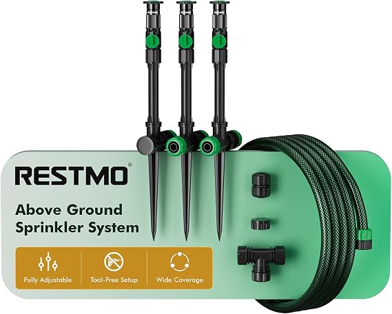 RESTMO Above Ground Sprinkler System,Irrigation Sprinklers for Yard,Green