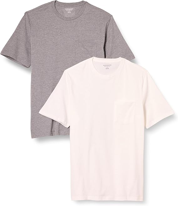 Amazon Essentials Men's T-Shirt Regular-Fit Short-Sleeve Crewneck Pocket