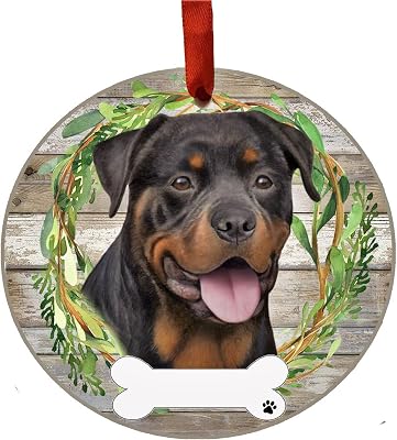 E&S Imports Rottweiler Ornament - E&S Pets - DIY Personalizable - Dog Gifts - Ceramic Round Ornament with Glazed Finish - X-mas Decoration - Christmas Ornaments Craft Gifts - Ornaments for Pet Lovers