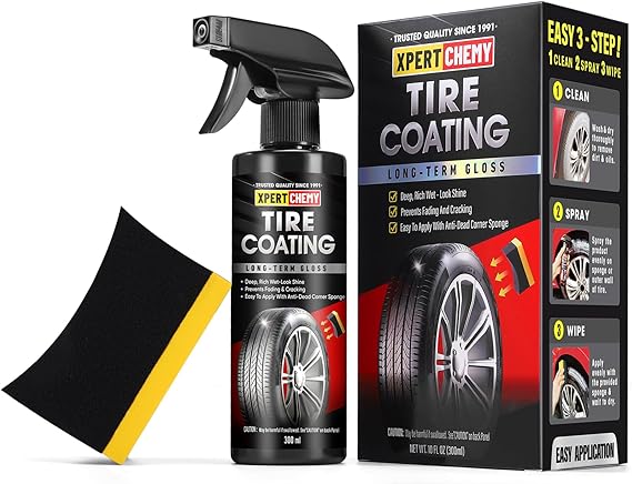 XPERTCHEMY Ceramic Tire Shine, High Gloss Tire Coating, Give Tires a Deep Wet Shine and Long-Lasting Protection, Non-Greasy Ceramic Tire Coating for Car, Truck & SUV, 10oz