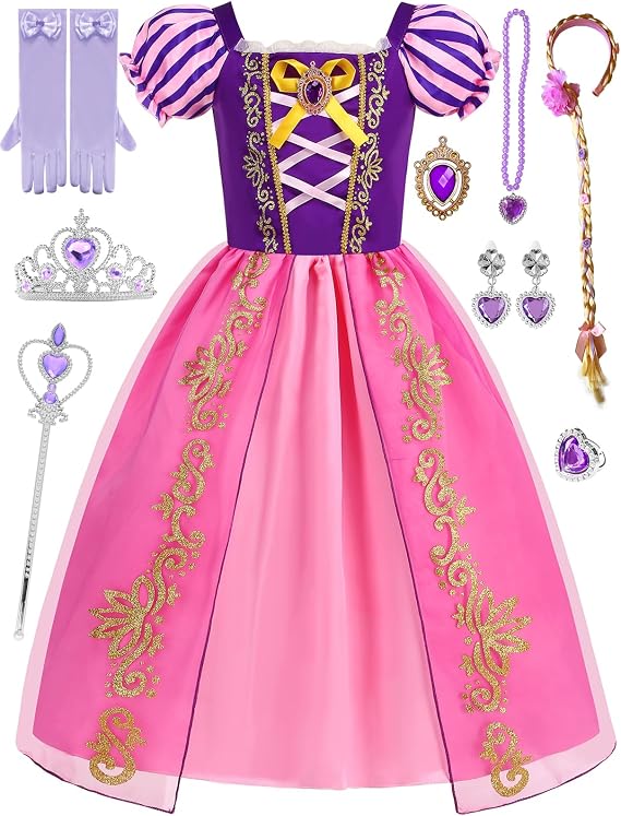 Purple Princess Dress Girl Costume Cosplay Halloween Party 3-10Y | Purple Princess Dress For Girl Costume Cosplay Halloween Party Outfits 3-10Y