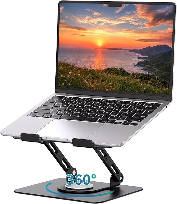 SOUNDANCE 360 Rotating Laptop Stand, Adjustable Riser,10-17", Black