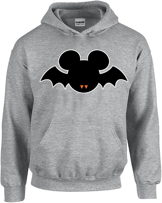 Camalen Hallowen Popular Design Mickey Bat Scary Unisex Pullover Hoodie Hooded Sweatshirt(Grey,X-Large)