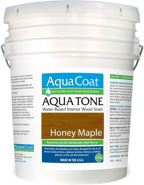 Aqua Tone Water-Based Wood Stain (Honey Maple, 5 Gallon)