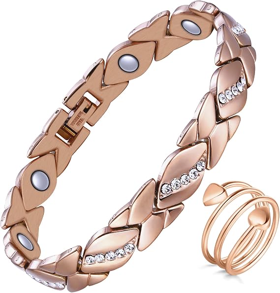 Jecanori Copper Magnetic Bracelets for Women,Adjustable 99.9% Solid Copper Bracelets,Valentine's Day Gifts Magnetic Jewelry with Sizing tool