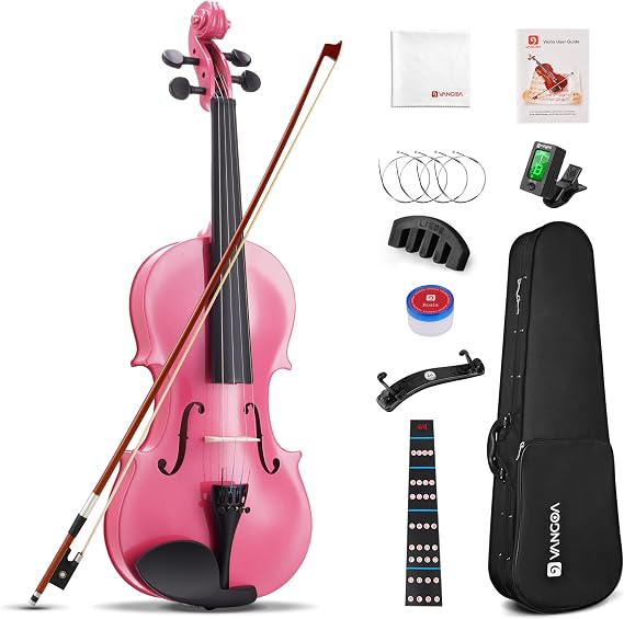 Vangoa Pink Violin 4/4 Full Size Fiddle Set