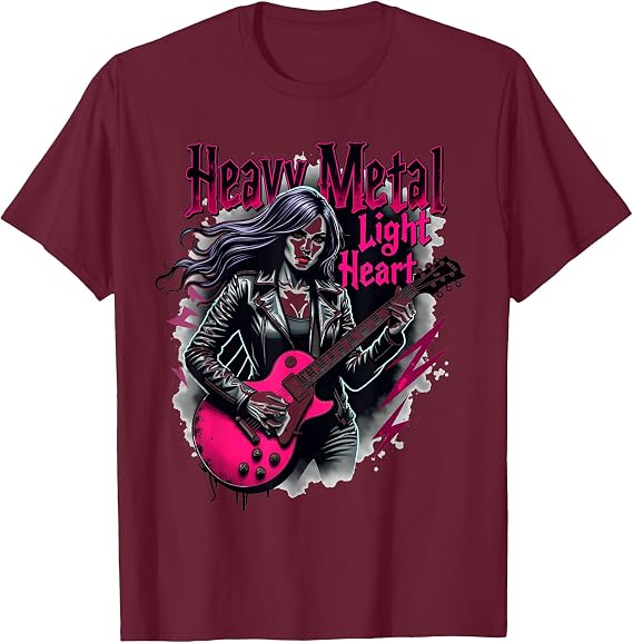 Heavy Metal Light Heart Rock Design T-Shirt