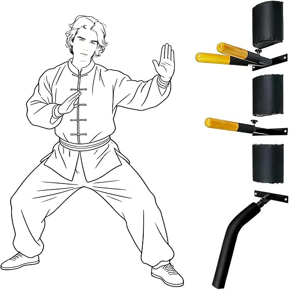 Wing Chun Dummy for Martial Arts Training - Wall Mount & Portable Options - Interchangeable Spring Arms for Martial Arts, Boxing, and Karate Practice (Wall Mounted)