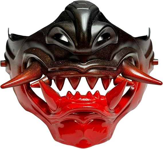 Japanese Monster Hannya Mask Demon Oni Samurai Half Face Shield (Black), One size fit most...